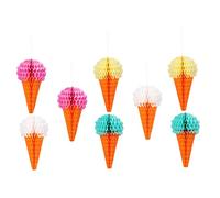 Ice Cream Decorations, Ice Cream Party Decor, 9 Pieces Hanging Honeycomb Ball Tissue Paper for Wedding Birthday Decoration