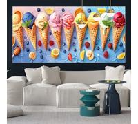 Ice Cream Diamond Art 50x100cm Large Diamond Painting Summer Crystal Art Painting Kits Adults, Full Square Drill Crystal Embroidery Gem Rhinestone Cross Stitch Pictures Crafts, Gifts for Women y-w173
