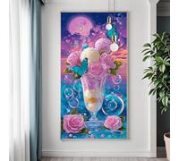 Ice Cream Diamond Art Kits Adults, Large Diamond Painting Flower Crystal Art Kits, DIY 5D Full Drill Square Crystal Embroidery Cross Stitch Paint by Numbers for Adults Home Decor Gifts 90x180 cm E-8