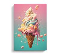 Ice Cream Digital Art Canvas Print | Gallery Wrapped 30mm Frame Wall Art | 30x20 inches | Ready to Hang | Contemporary Picture | Living Room Bedroom Lounge Office