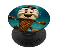 Ice Cream Diving Underwater Ocean Diver Swimming Summer PopSockets Adhesive PopGrip