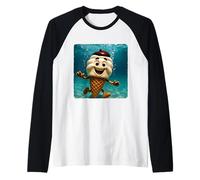 Ice Cream Diving Underwater Ocean Diver Swimming Summer Raglan Baseball Tee
