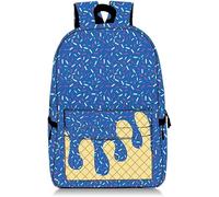 Ice Cream Drip Backpack, Kawaii Shoulder Bagpacks, Laptop Shoulder Bag with Side Pockets Large Capacity (Blue)