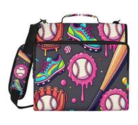 Ice Cream Drip Baseball 3 Ringing 1.5 inch Zipper Binder Organizer with Strap Easy to Carry Portfolios Portfolio Organizer for School