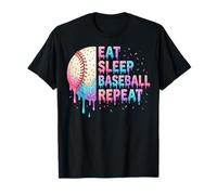 Ice Cream Drip Boys Player Eat Sleep Baseball Repeat T-Shirt