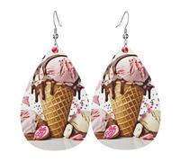 ice cream earring woman eardrop leather earrings double sided lightweight ear accessories fashion jewelry birthday gift