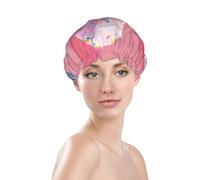 Ice Cream For Breakfast Day Shower Cap For Women Psychedelic Style Double Layer Lined Reusable Waterproof Bathing Shower Hat For All Hair