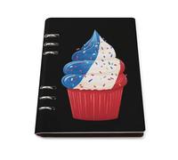 Ice Cream France Flag Refillable Notebook 6 Ring Binder Foldable Loose-Leaf Notebooks A5 Planner Book with 90 Sheets Paper