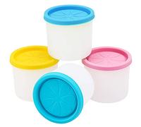 Ice Cream Freezer Containers, Beasea 4pcs 6 oz Homemade Ice Cream Containers Reusable, Mini Silicone Ice Cream Storage Containers Dessert Containers with Lids for Meal Prep, Soup and Food Storage