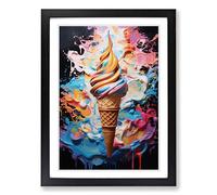 Ice Cream Gestural No.2 Framed Print | A2 Black Framed Wall Art | Ready to Hang | Eclectic Landscape Picture | Living Room Bedroom Lounge Office