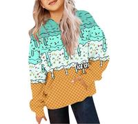 Ice Cream Graphic Hoodies for Girls UK Fall Clothes Oversized Pullover Sweatshirt Fashion Long Sleeve Crew Neck Casual Loose Pullover Tops Sportwear 3-12 Years