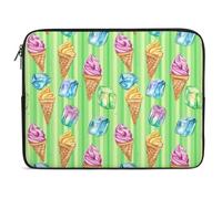 Ice Cream Green Stripes Trendy Laptop Sleeve for Unisex Adult Multi Size Computer Protective Bags Cases 13inch