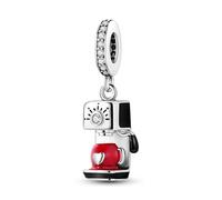 Ice Cream Hamsa Lucky Sun Butterfly Ballerina Cat Charm Bead Pendant 925 Sterling Silver Compatible With Pandora Charm Moments Bracelet (Coffee Machine Espresso Breakfast)