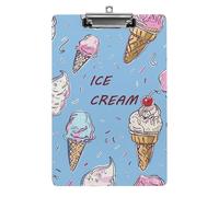 Ice Cream Hand Drawn Clipboard, A4 Acrylic Clipboards with Hanging Hook, Ultra Lightweight & Shatterproof Writing Board for Office, Nurses, 8.5" X 12.5"