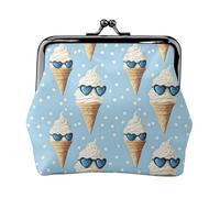 Ice Cream Heart Glasses Print Coin Purse for Women, Kiss-lock Change Purse Wallets, Small PU Leather Coin Purses