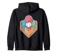 Ice Cream Home Plate Baseball Waffle Cone Zip Hoodie