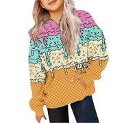 Ice Cream Hoodies for Kids Teen Girls UK Casual Cute Oversized Preppy Sweatshirts Long Sleeve Jumper Streetwear Y2K Tops