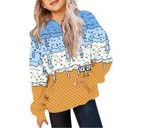 Ice Cream Hoodies for Kids Teen Girls UK Casual Cute Oversized Preppy Sweatshirts Long Sleeve Jumper Streetwear Y2K Tops