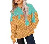 Ice Cream Hoodies for Kids Teen Girls UK Casual Cute Oversized Preppy Sweatshirts Long Sleeve Jumper Streetwear Y2K Tops