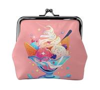 Ice Cream Illustration Womenâ€™s Small Coin Purse,Rectangle Kiss Lock Coin Pouch, Pocket-Sized, Mini Coin Purse for Women