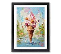 Ice Cream Impressionism Framed Print | A2 Black Framed Wall Art | Ready to Hang | Impressionist Landscape Picture | Living Room Bedroom Lounge Office