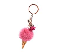 Ice Cream Keyring - Plush Cuddly Toy Pompom Pendant Key Ring Soft Plush Ball Cute Key Ring Food Motif Hook Decorate Backpacks Handbags School Bags