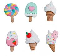 Ice Cream Lollipop Resin Cabochons 6pcs Flatback Slime Charms Food Cabochons for Craft Decoration Accessories