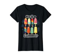 Ice Cream Lolly Popsicle Hello Summer Vacation Cute Sweetie Value Graphic T-Shirt, Women, Black, L