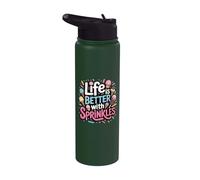 Ice Cream Lover Life is Better with Sprinkles Stainless Steel Insulated Water Bottle