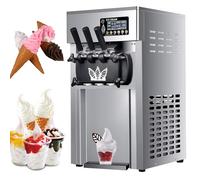 Ice Cream Maker Machine, 1200W Triple Head Soft Serve Machine, 16-18L/H Output, Microcomputer Control, Auto Operation, 3 Flavors Outlet