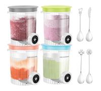 Ice Cream Maker Pint Containers for the Ninja Scoop & Swirl Model. with Lids Spoon, Creamer Dishwasher Safe Leak Proof Plastic Slushie Frozen Treat Replacement Parts Accessories with Scoop(colour)