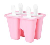Ice Cream Mold Silicone Pink Reusable DIY Kitchen Tool with Handles for Homemade Ice Cream Pudding Dessert Food Grade Material 4 or 6 Cavity Options (4 Sticks)