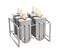 Ice Cream Molds - Premium Stainless Steel Maker, Professional 6 Cavity Mold Set | Complete with 100 Sticks & Stable Base, Co Treat Kit