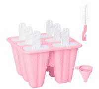 Ice Cream Mould Set, Ice Lolly Moulds with Sticks, Ice Pop Moulds, 6 Pieces Reusable Silicone Popsicles Molds for Adult Kids (Pink)