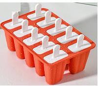Ice Cream Moulds with Sticks, Cleaning Brush and Silicone Folding Funnel,10 Cavities in Red Colour Food Grade Silicone Popsicle Mold Ice Pop Molds - Reusable Ice Lolly Mould, BPA Free