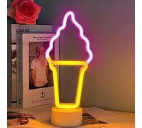 Ice Cream Neon Sign, Battery or USB Powered Bedroom Pedestal LED Light Sign, Christmas Birthday Party Lighting Decoration, Living Room, Table, Kids Gift...