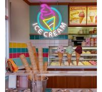 Ice Cream Neon Sign, Dimmable LED Neon Light for Ice Cream Shop, Snack Bar, Coffee Store Window Wall Decor, Business Art Decoration for Bedroom Party Background Display USB Powered