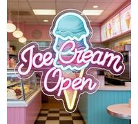 Ice Cream Neon Sign, Dimmable LED Neon Light for Ice Cream Shop, Snack Bar, Coffee Store Window Wall Decor, Business Art Decoration for Bedroom Party Background Display USB Powered