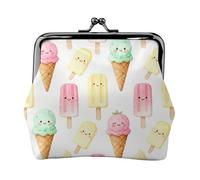 Ice Cream Paradise Leather Coin Purse for Women-Small Kiss Lock Wallet, Mini Card Holder for Keys Lipstick, Cute Change Purse for Travel