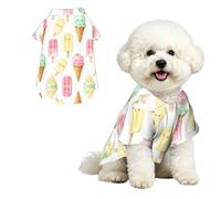 Ice Cream Paradise M Pet Hawaiian Shirt for Small Dogs-Cute Summer Beach Outfit for Puppy, Soft Breathable Cat Clothes with Buttons