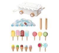 Ice Cream Parlor, Wooden Cart, Imaginative Play with Interactive Design, Toy Set with Role Play Function, Activity for Kids for Birthday and Party Fun, N