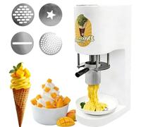 Ice Cream Pasta Maker Machine,Includes 4 Molds,for Ice Cream Shops, Bakeries & Multi Functional Restaurants(White)