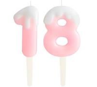 Ice Cream Pink 18th Birthday Candles, Cream Numbers 18 Birthday Party Decoration, Birthday Cake Topper, Happy 18th Birthday Cake Candles for Birthday Party Wedding Anniversary Celebration Supplies