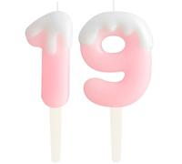 Ice Cream Pink 19th Birthday Candles, Cream Numbers 19 Birthday Party Decoration, Birthday Cake Topper, Happy 19th Birthday Cake Candles for Birthday Party Wedding Anniversary Celebration Supplies