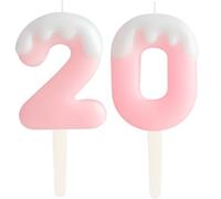 Ice Cream Pink 20th Birthday Candles, Cream Numbers 20 Birthday Party Decoration, Birthday Cake Topper, Happy 20th Birthday Cake Candles for Birthday Party Wedding Anniversary Celebration Supplies