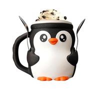Ice Cream Pint Holder, 3D Printed Penguin Leak Proof Beer Can Sleeve with Anti-Freeze Handle & 2 Spoons, Non-Slip Base Fits Ice Cream 16oz, Gift for Penguin Lovers