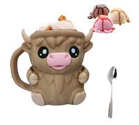 Ice Cream Pint Holder, Highland Cow Ice Pint Holder Cover with Handle, Cute Animal ICES Creams Cooler Container Leak Proof Popsicle Cozy Beer Can Cup, Highland Cow Lover Gifts