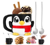 Ice Cream Pint Holder, Highland Cow Ice Pint Holder Cover with Handle, Cute Animal ICES Creams Cooler Container Leak Proof Popsicle Cozy Beer Can Cup, Highland Cow Lover Gifts (Peiguin)