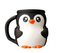 Ice Cream Pint Holder, Penguin Ice Cream Pint Holder with Antifreeze Handle, Black Leak Proof Popsicle Cozy Beer Can Cup Sleeve Pints Containers Gift for Creams Lovers