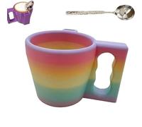 Ice Cream Pint Holder, Reusable 3D Printed Ice Cream Containers with Spoon and Handle (Rainbow)